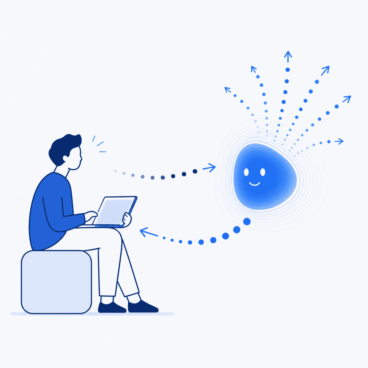 社員の質問に、社内AIが根拠付きで即答するやり取りのイラスト